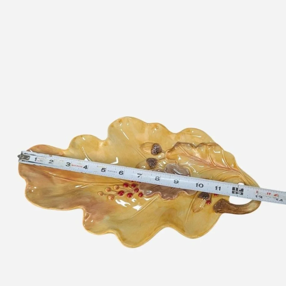 Fitz‎ and Floyd Harvest Leaf Tray Earthenware Fall Autumn Serving Dish